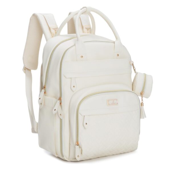 BabbleRoo Leather Diaper Bag Backpack - Baby Essentials Travel Baby Bag