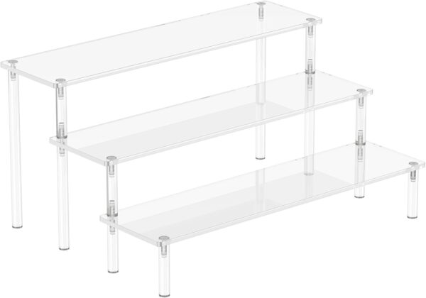 Display Risers, 3 Tier Perfume Organizer Stand, Clear Cupcake Stand Holder,