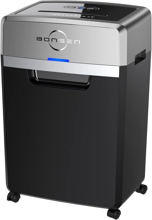 BONSEN Heavy Duty Paper Shredder, 24-Sheet Cross-Cut Shredder, 40-Min Continuous Running Time,