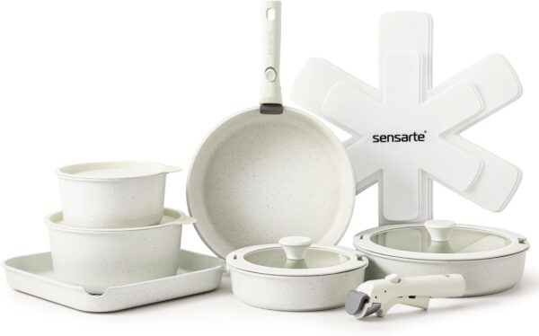 Kitchen Cookware Set with Removable Handle,