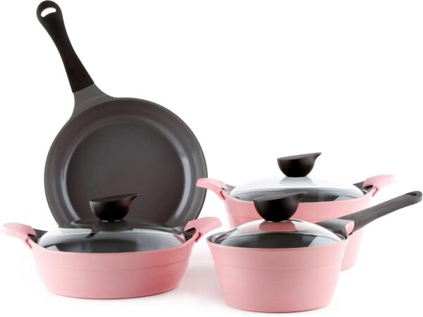 Silicone Hot Handle Holder Included, 7-Piece,Pink