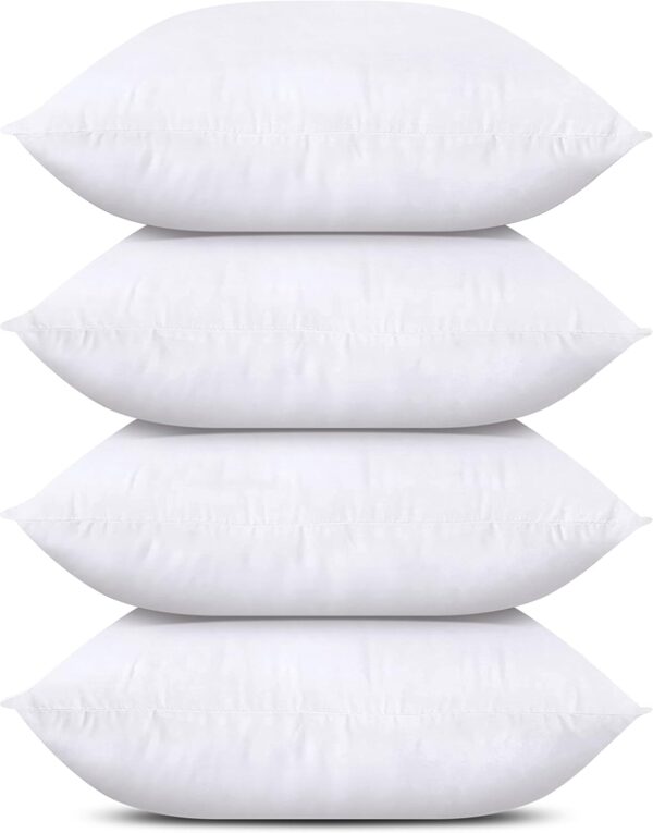 Bedding Throw Pillows (Set of 4, White), 18 x 18 Inches Pillows for Sofa,
