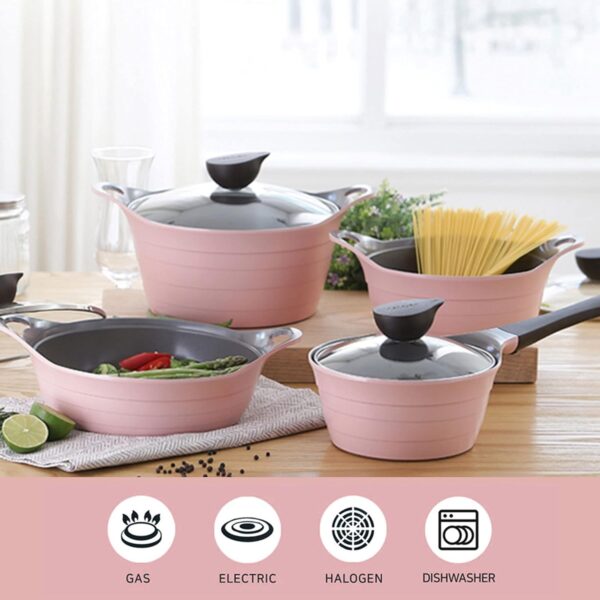 Silicone Hot Handle Holder Included, 7-Piece,Pink - Image 2