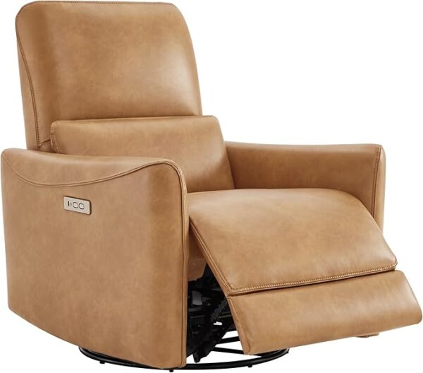 CHITA Power Recliner Chair Swivel Glider, FSC Certified Upholstered Faux Leather Living Room Nursery