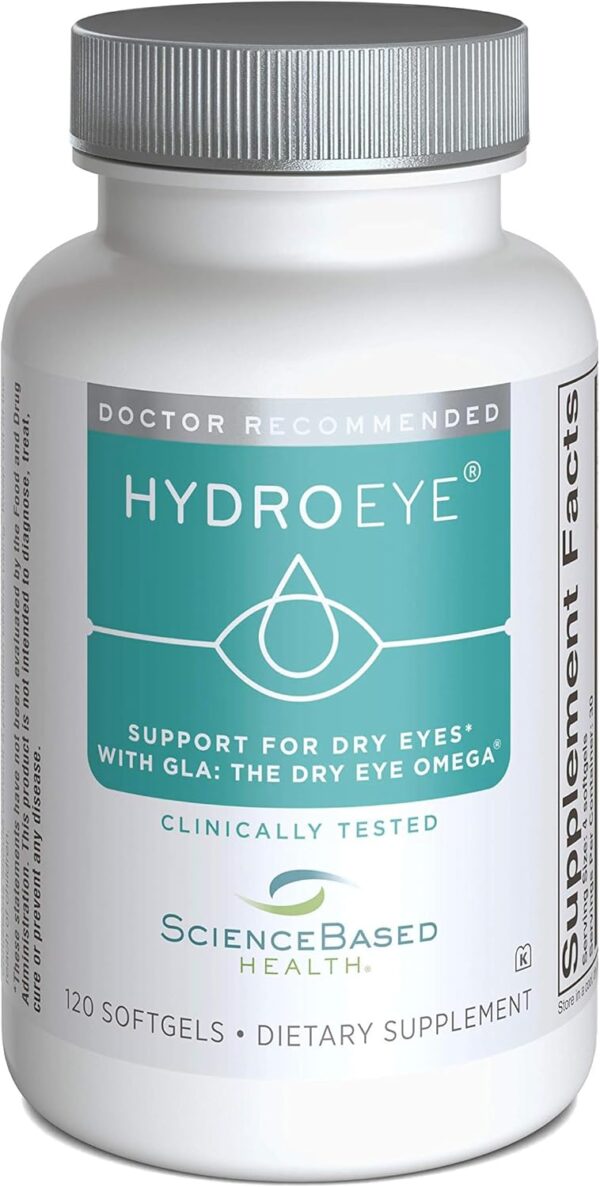 Health HydroEye Softgels - Dry Eye Relief - Clinically Tested - Features GLA, EPA and DHA- 120 Count