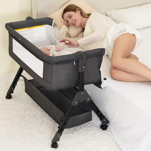 Baby Bassinet, Bedside Bassinet for Baby, 3 in 1 Bassinet Bedside Sleeper with Wheels