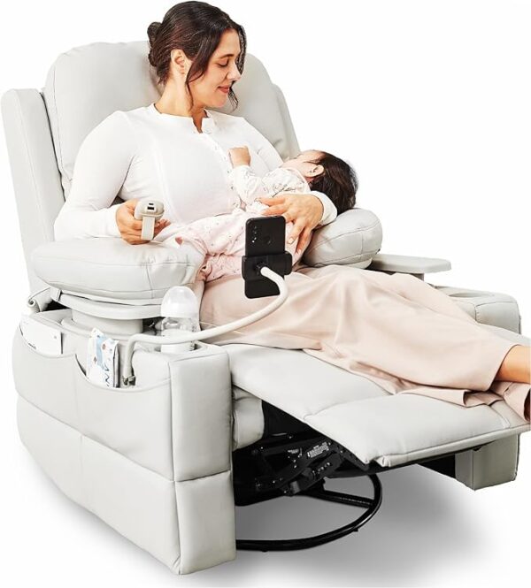 Chair for Breastfeeding, Power Swivel Recliner Chairs with USB Port and Storage
