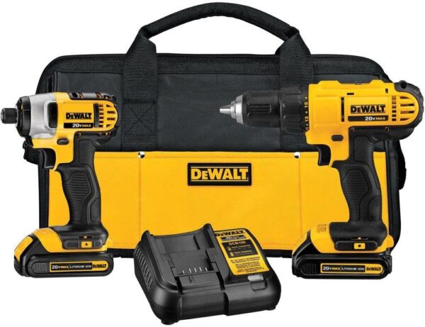 DEWALT 20V MAX Cordless Drill and Impact Driver, Power Tool Combo Kit with 2 Batteries and Charger (DCK240C2)
