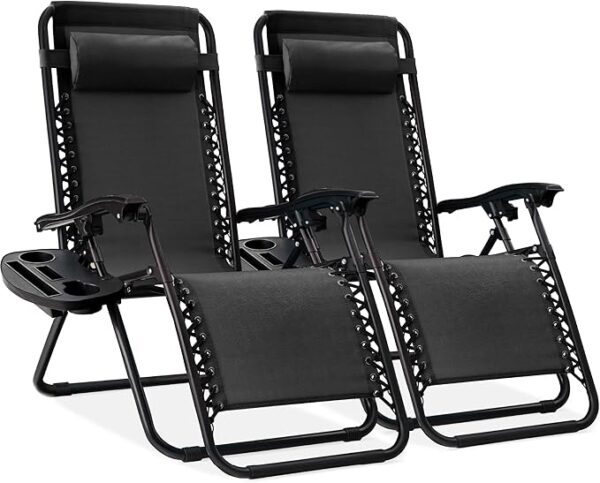 Products Set of 2 Adjustable Steel Mesh Zero Gravity Lounge Chair