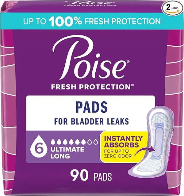 Postpartum Pads for Bladder Leaks, 6 Drop Ultimate Absorbency, Long Length,