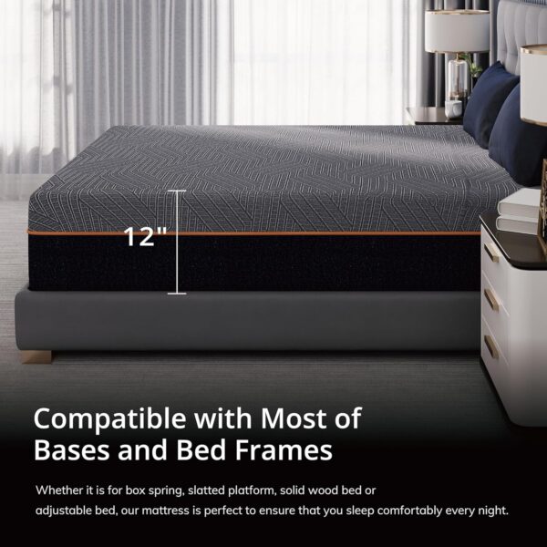 EGOHOME 12 Inch Queen Memory Foam Mattress for Back Pain, Cooling Gel Mattress Bed in a Box, Made in USA - Image 3