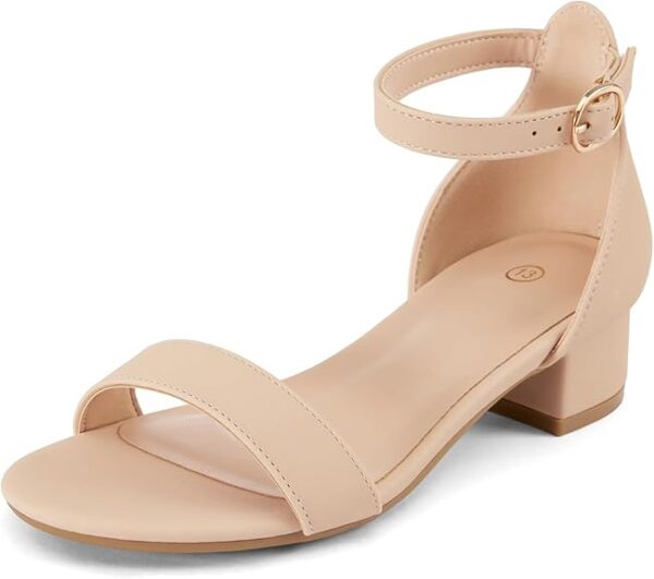 Girls Sandals Low Heels Dress Pump Ankle Strap Open Toe Wedding
