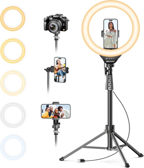 Selfie Ring Light with 62’’ Tripod Stand for Video Recording, Live
