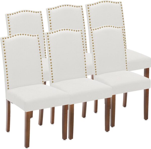 hairs Set of 6, Modern Fabric Dining Room Chair with Nailhead Trim