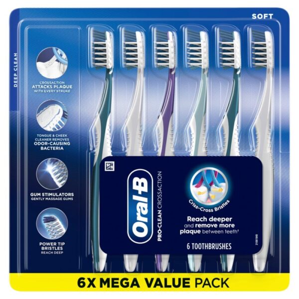 Health CrossAction All in One Soft Toothbrushes, Deep Plaque Fighter,