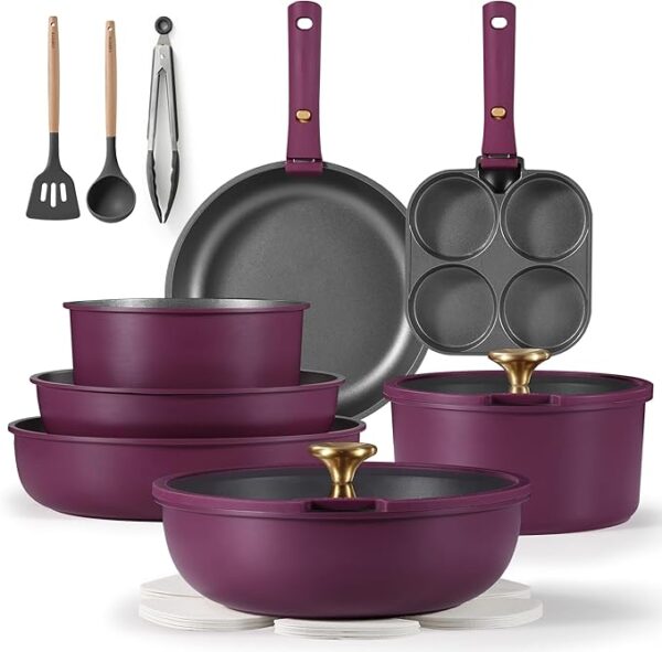 Pots and Pans Set, Nonstick Cookware Set Detachable Handle,