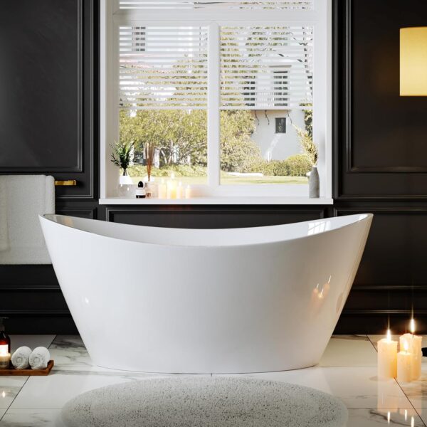 Bathtub, Flatbottom Acrylic Soaking Tub, Contemporary Stand