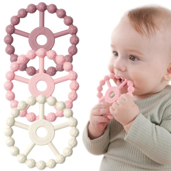 Baby Infant Toys, Silicone Teething Ring Toys for Babies 0-6
