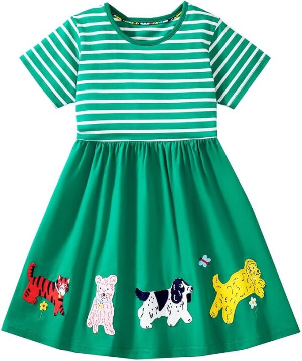 Girl Short Sleeve Easter Dress Cotton Casual Jersey Shirt