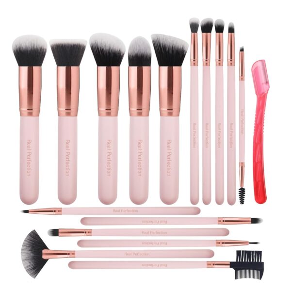 Makeup Brush Set 16 Pcs with 1 Eyebrow Razor Premium Synthetic