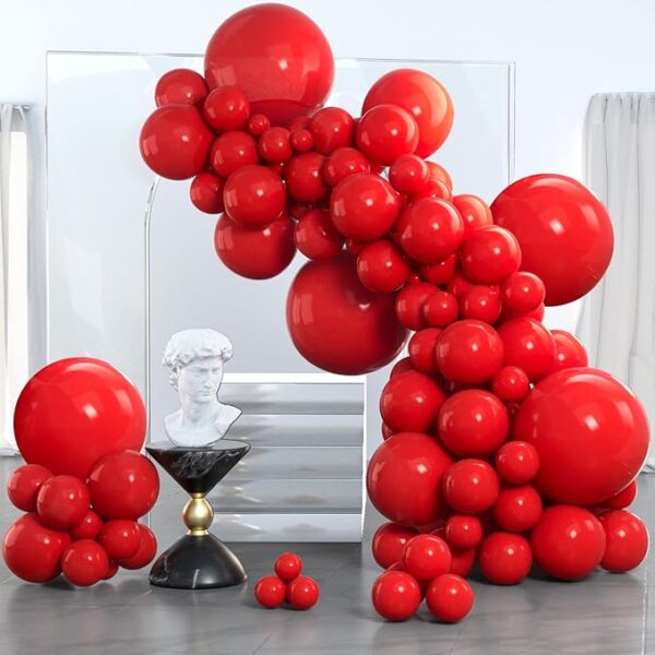 PartyWoo Red Balloons, 140 pcs Matte Different Sizes