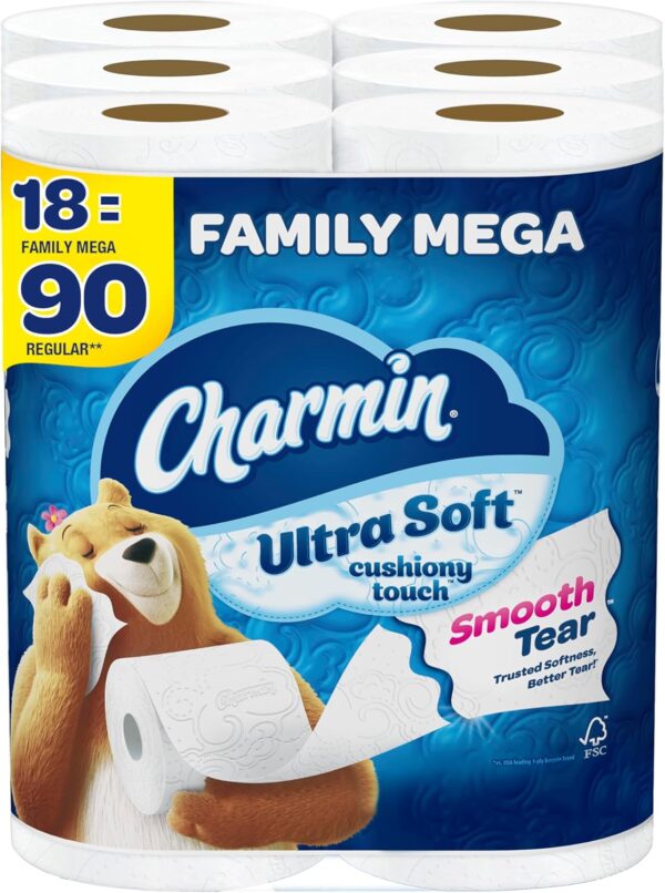 Toilet Paper Ultra Soft Cushiony Touch, 18 Family Mega Rolls