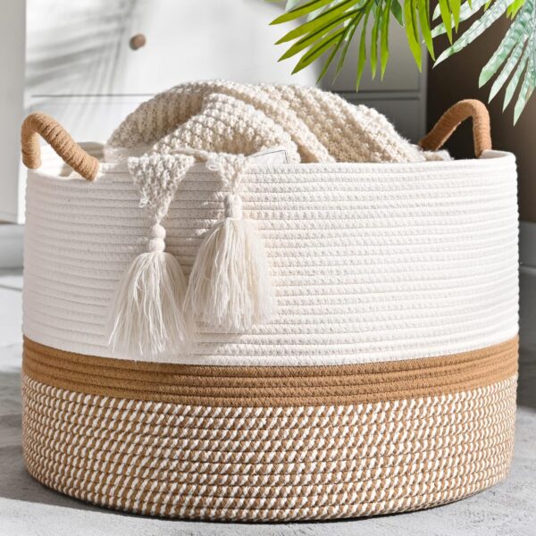 Blanket Basket for Living Room, Laundry
