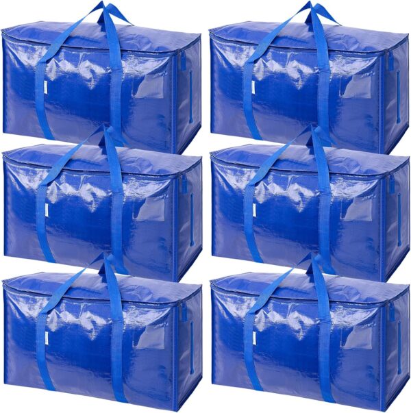 6 Pack Extra Large Moving Bags with Zippers & Carrying Handles,