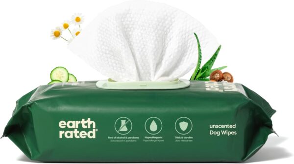 Earth Rated Pet Grooming Wipes for Dogs and Cats, Hypoallergenic,