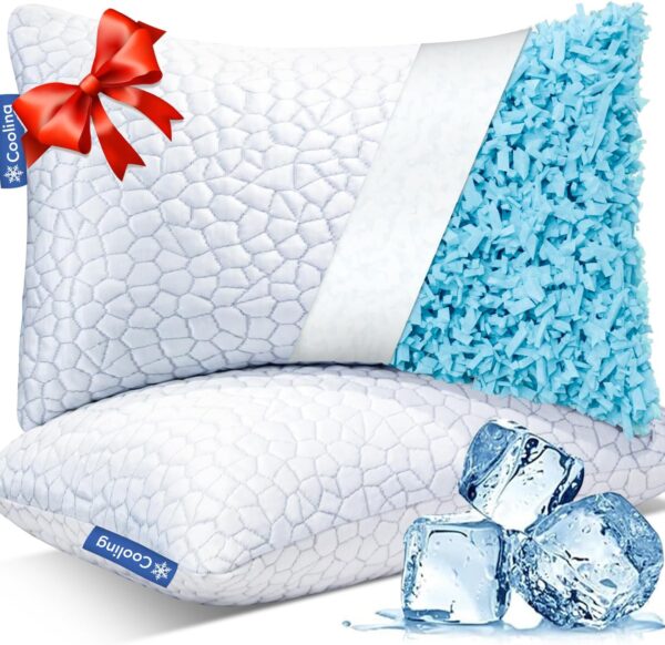 Cooling Pillows for Sleeping 2 Pack, Shredded Memory Foam Bed Pillows